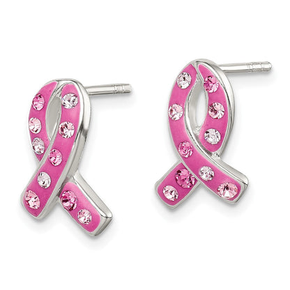 Sterlingsilber Rosa Stellux Kristall Schleife Ohrstecker