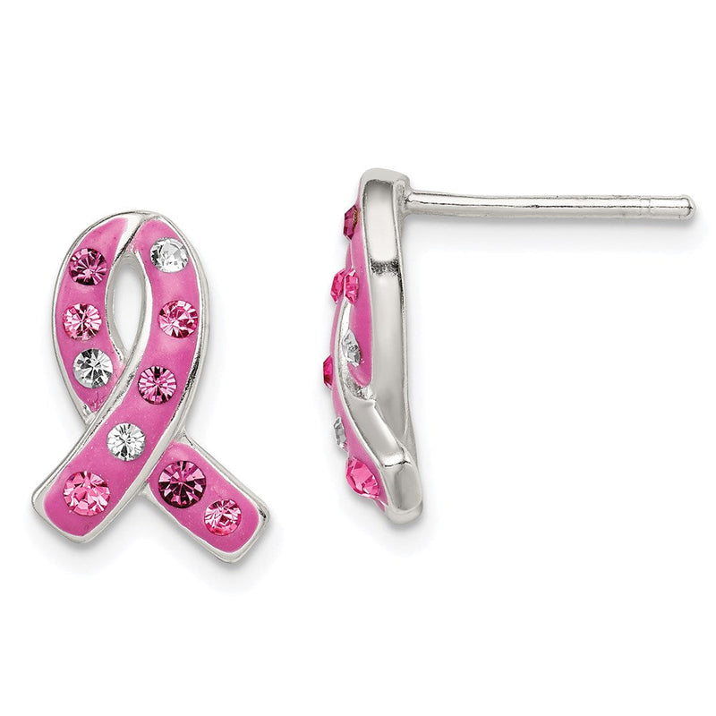 Sterlingsilber Rosa Stellux Kristall Schleife Ohrstecker