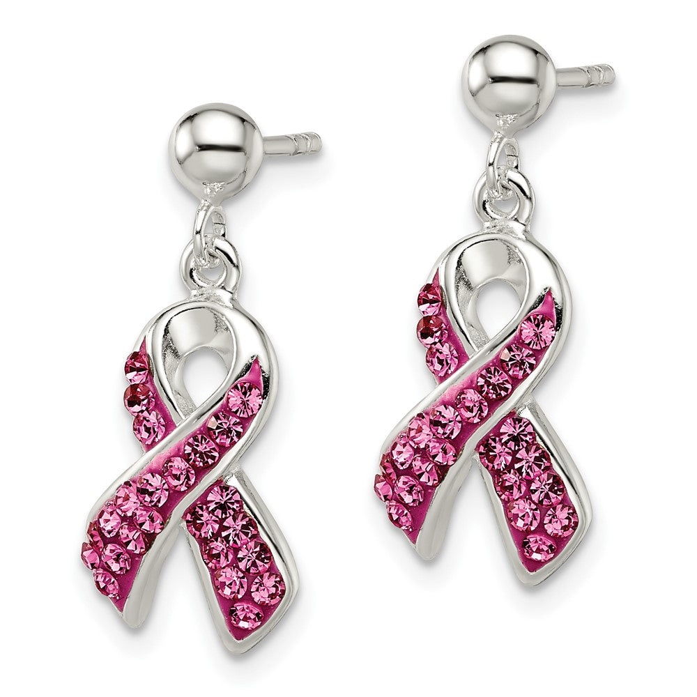 Sterlingsilber Stellux Kristall Rosa Bewusstsein Schleife Ohrringe