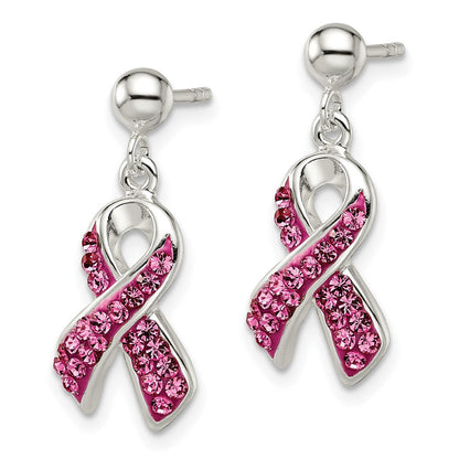 Sterlingsilber Stellux Kristall Rosa Bewusstsein Schleife Ohrringe