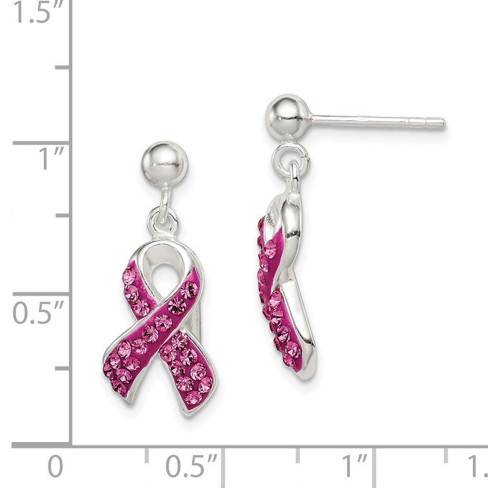 Sterlingsilber Stellux Kristall Rosa Bewusstsein Schleife Ohrringe