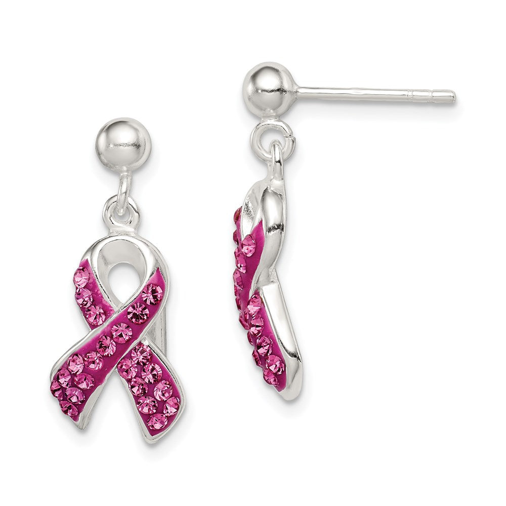 Sterlingsilber Stellux Kristall Rosa Bewusstsein Schleife Ohrringe