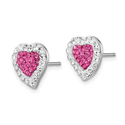 Sterlingsilber Rhodiniert Rosa & Klar Stellux Kristall Herz Ohrstecker