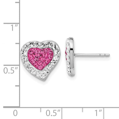 Sterlingsilber Rhodiniert Rosa & Klar Stellux Kristall Herz Ohrstecker