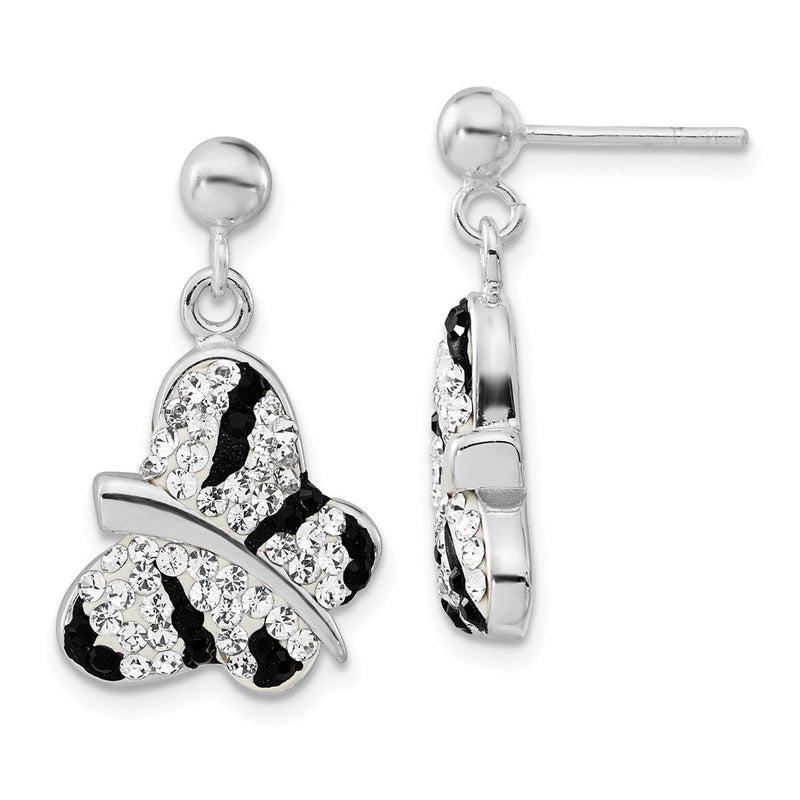 Sterlingsilber Stellux Kristall Schwarz & Weiß Animal Druck Schmetterling Stecker Ohrhänger