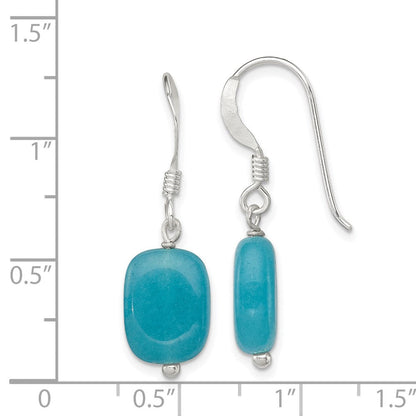 Sterlingsilber Poliert Aquamarin-color Glas Ohrhänger