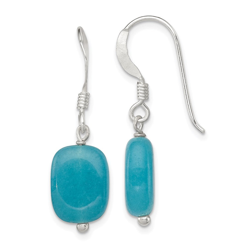 Sterlingsilber Poliert Aquamarin-color Glas Ohrhänger