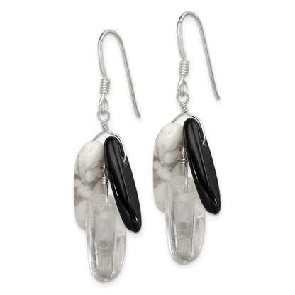Sterlingsilber Poliert Schwarz Achat/howlite/rock Quarz Ohrhänger