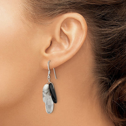 Sterlingsilber Poliert Schwarz Achat/howlite/rock Quarz Ohrhänger
