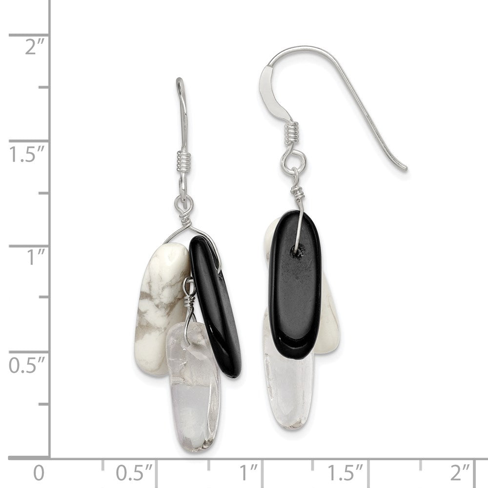 Sterlingsilber Poliert Schwarz Achat/howlite/rock Quarz Ohrhänger