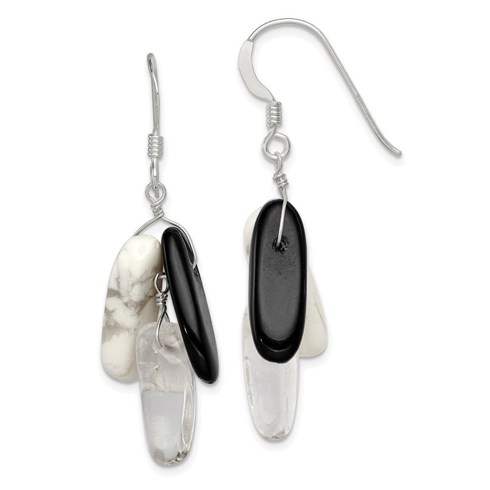 Sterlingsilber Poliert Schwarz Achat/howlite/rock Quarz Ohrhänger