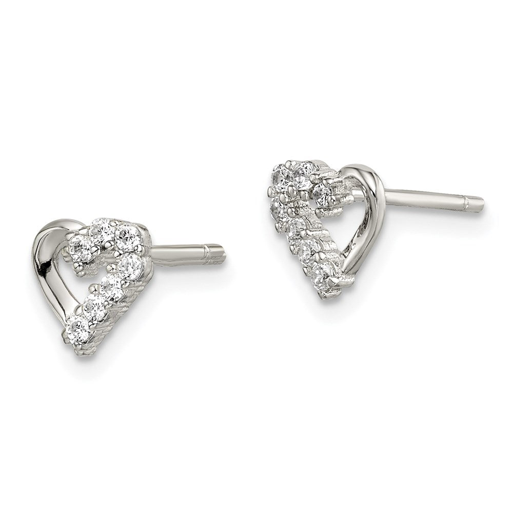 Sterlingsilber Rhodiniert Zirkonia Herz Ohrstecker