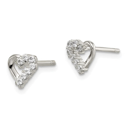 Sterlingsilber Rhodiniert Zirkonia Herz Ohrstecker