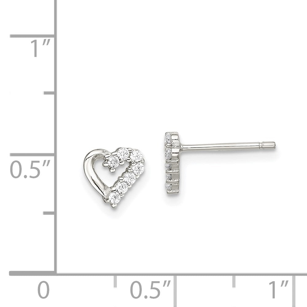 Sterlingsilber Rhodiniert Zirkonia Herz Ohrstecker
