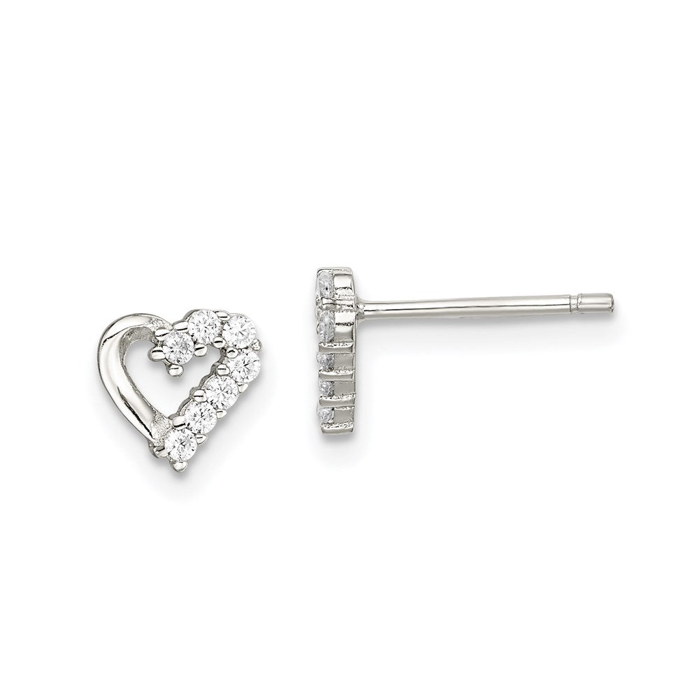 Sterlingsilber Rhodiniert Zirkonia Herz Ohrstecker