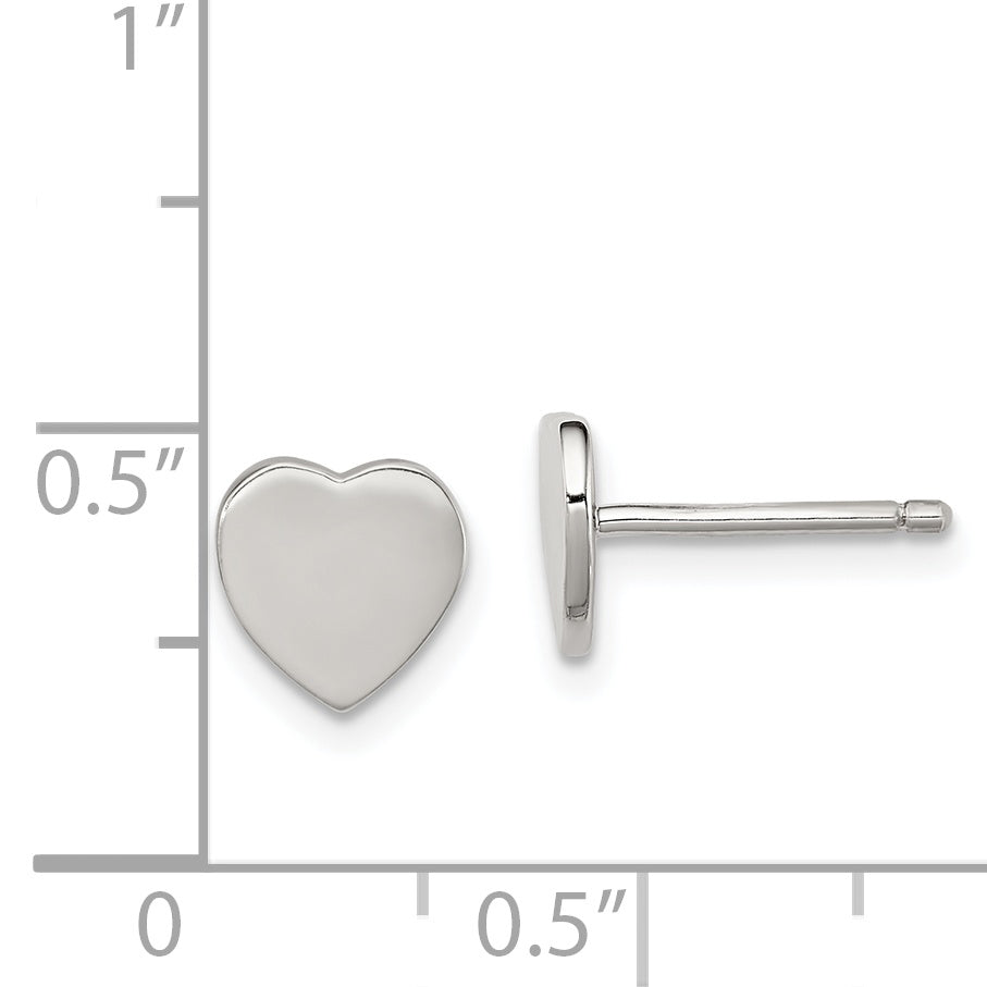 Sterlingsilber Rhodiniert Poliert Herz Kinder Ohrstecker