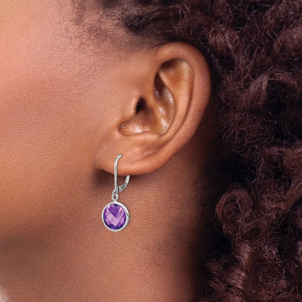 Sterlingsilber Rhodiniert Amethyst Ohrringe