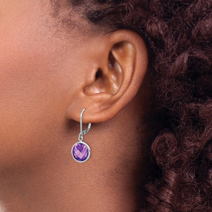 Sterlingsilber Rhodiniert Amethyst Ohrringe