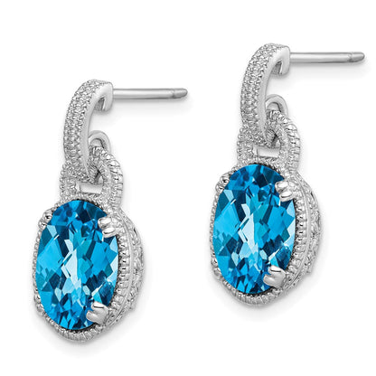 Sterlingsilber Rhodiniert Blautopas Ohrringe