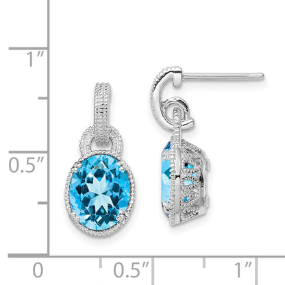 Sterlingsilber Rhodiniert Blautopas Ohrringe