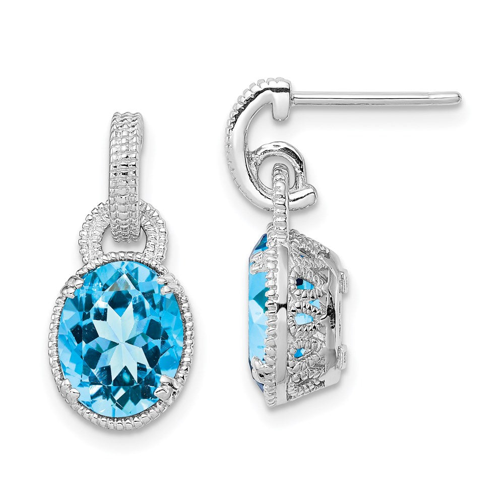 Sterlingsilber Rhodiniert Blautopas Ohrringe