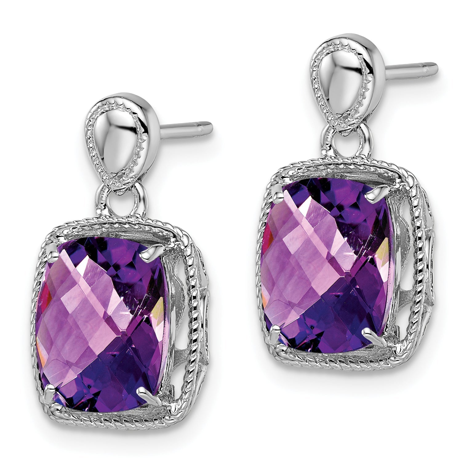 Sterlingsilber Rhodiniert Amethyst Ohrringe