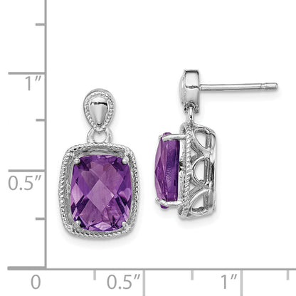Sterlingsilber Rhodiniert Amethyst Ohrringe