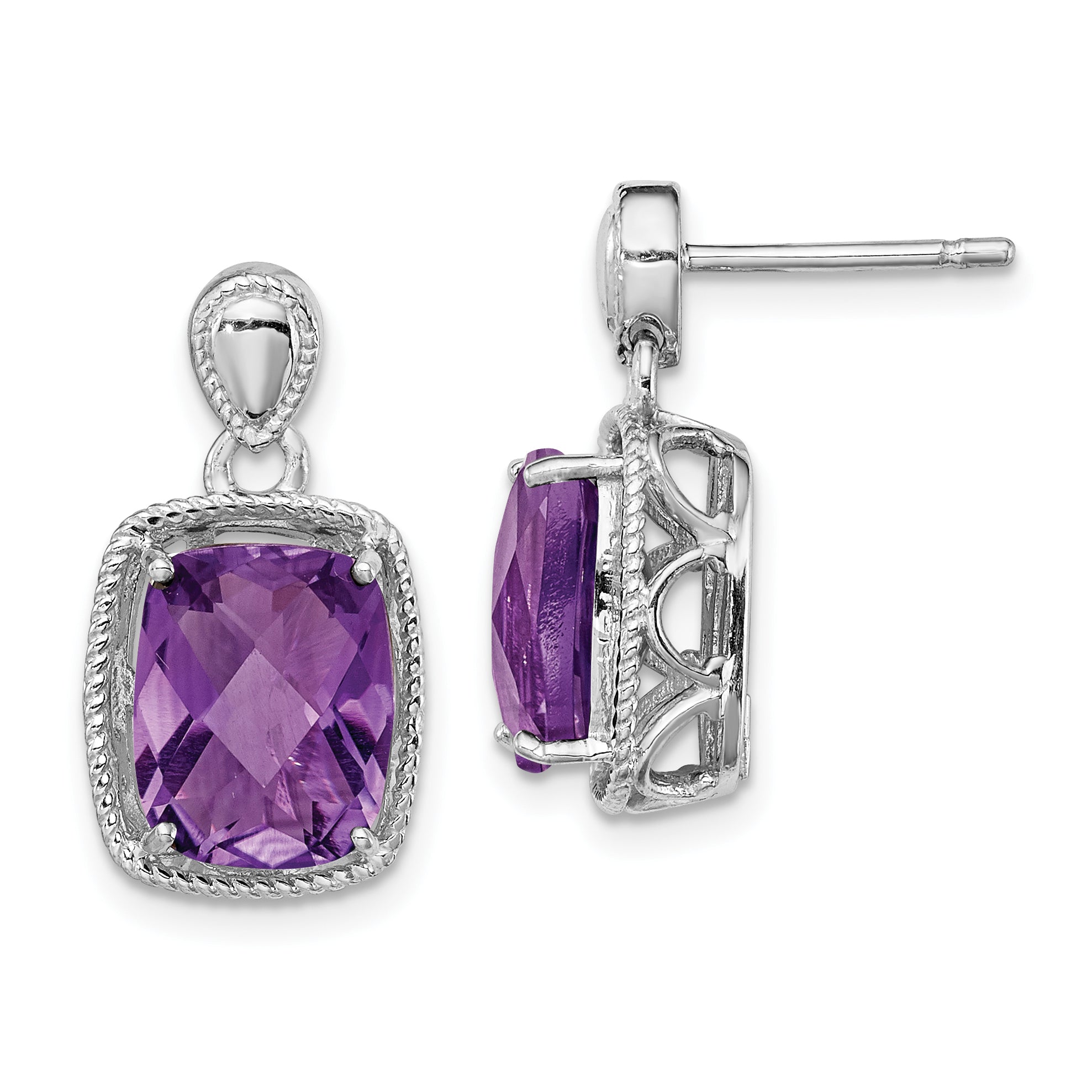 Sterlingsilber Rhodiniert Amethyst Ohrringe