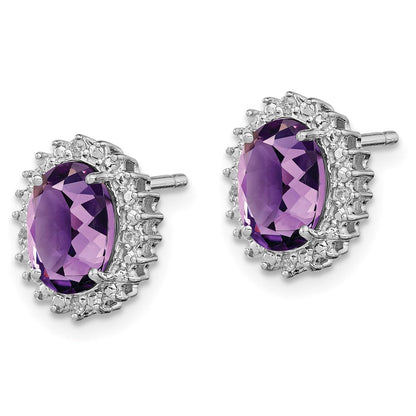 Sterlingsilber Rhodiniert Amethyst und Diamant Ohrringe