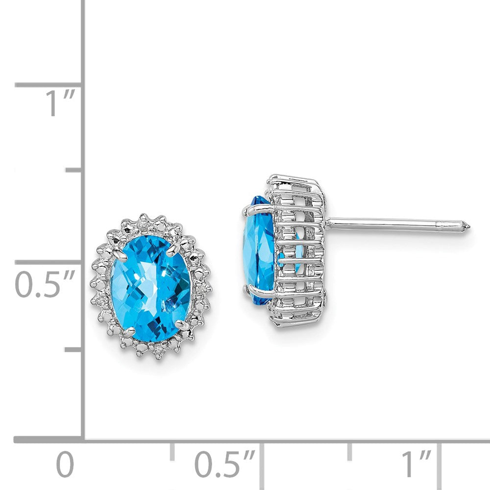 Sterlingsilber Rhodiniert Blautopas und Diamant Ohrringe