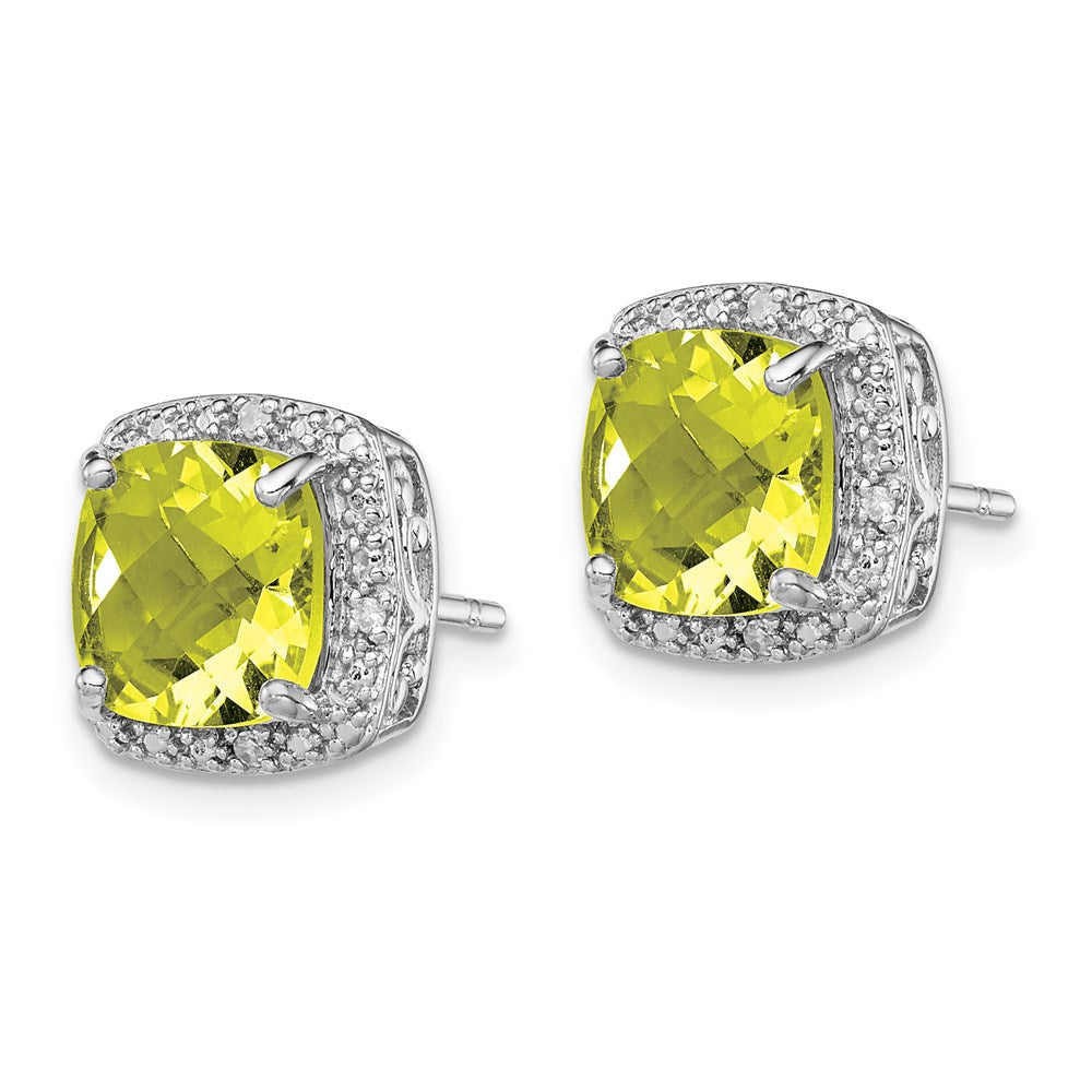 Sterlingsilber Rhodiniert Zitrone Quarz und Diamant Ohrringe