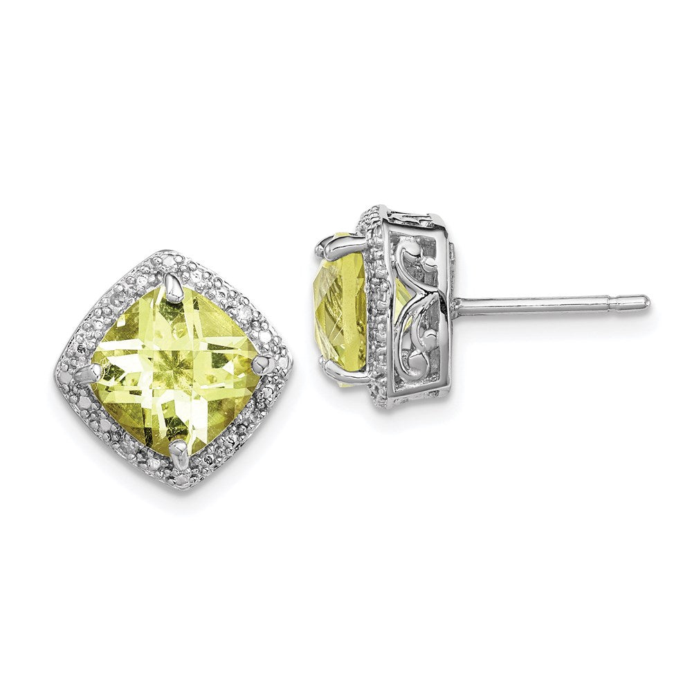 Sterlingsilber Rhodiniert Zitrone Quarz und Diamant Ohrringe