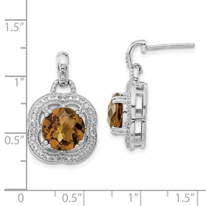 Sterlingsilber Poliert Whiskey Quarz Stecker Ohrhänger
