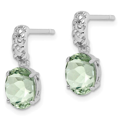 Sterlingsilber Rhodiniert Grün Quarz Ohrringe