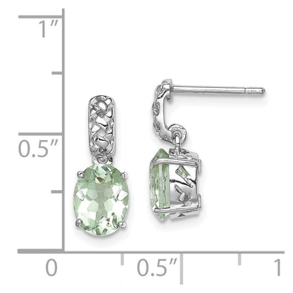 Sterlingsilber Rhodiniert Grün Quarz Ohrringe
