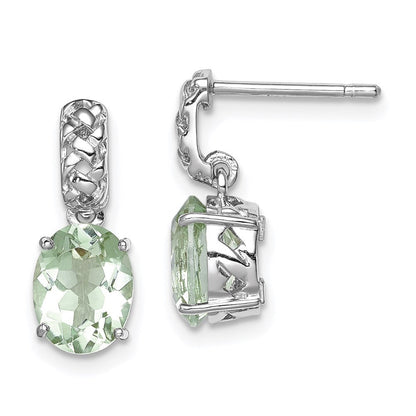 Sterlingsilber Rhodiniert Grün Quarz Ohrringe