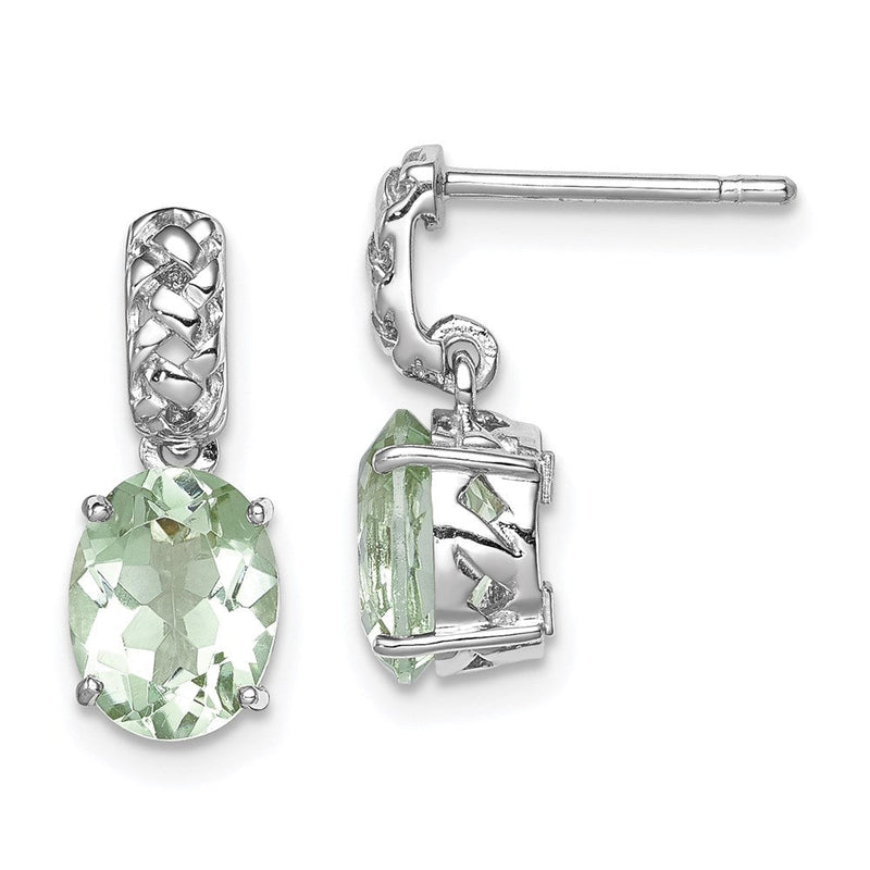 Sterlingsilber Rhodiniert Grün Quarz Ohrringe