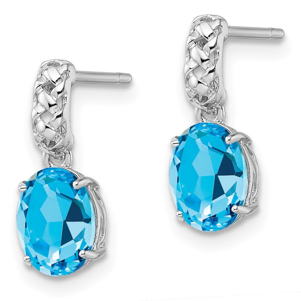 Sterlingsilber Rhodiniert Blautopas Ohrringe
