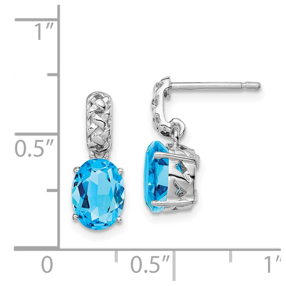Sterlingsilber Rhodiniert Blautopas Ohrringe