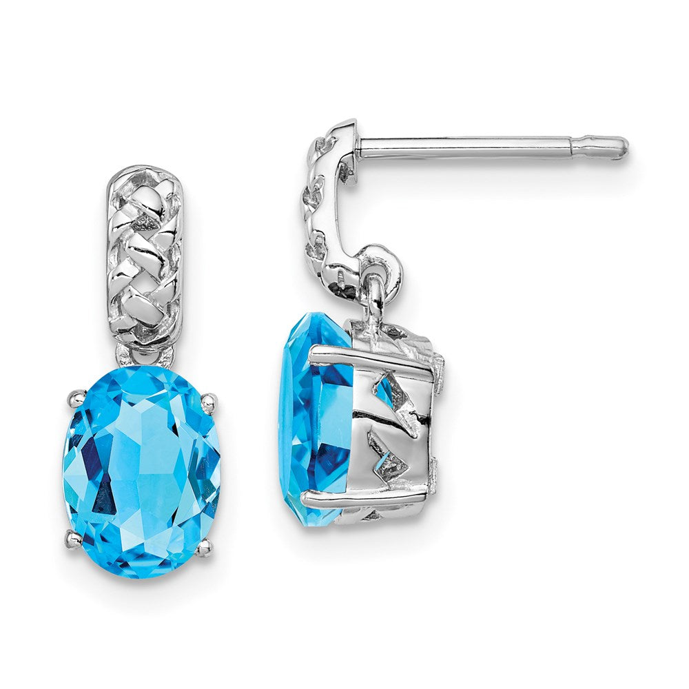 Sterlingsilber Rhodiniert Blautopas Ohrringe