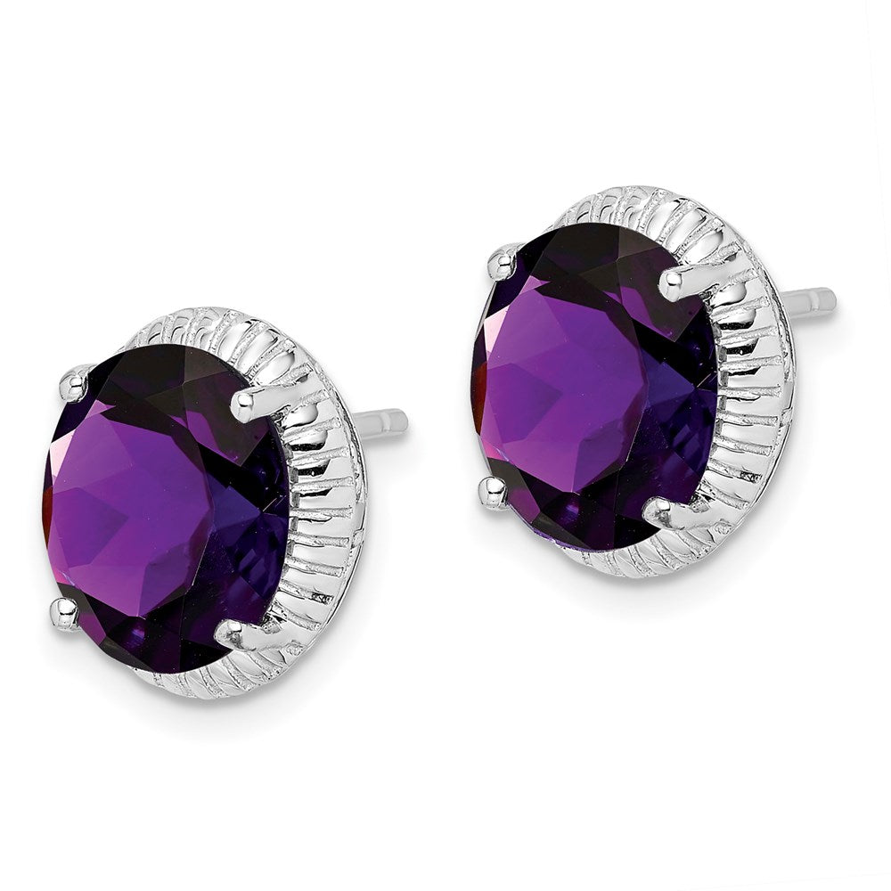 Sterlingsilber Rhodiniert Amethyst Ohrringe