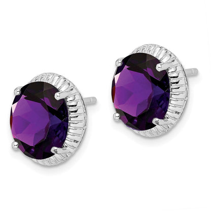 Sterlingsilber Rhodiniert Amethyst Ohrringe