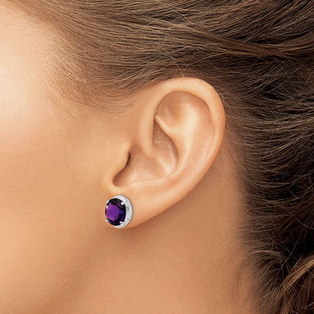Sterlingsilber Rhodiniert Amethyst Ohrringe
