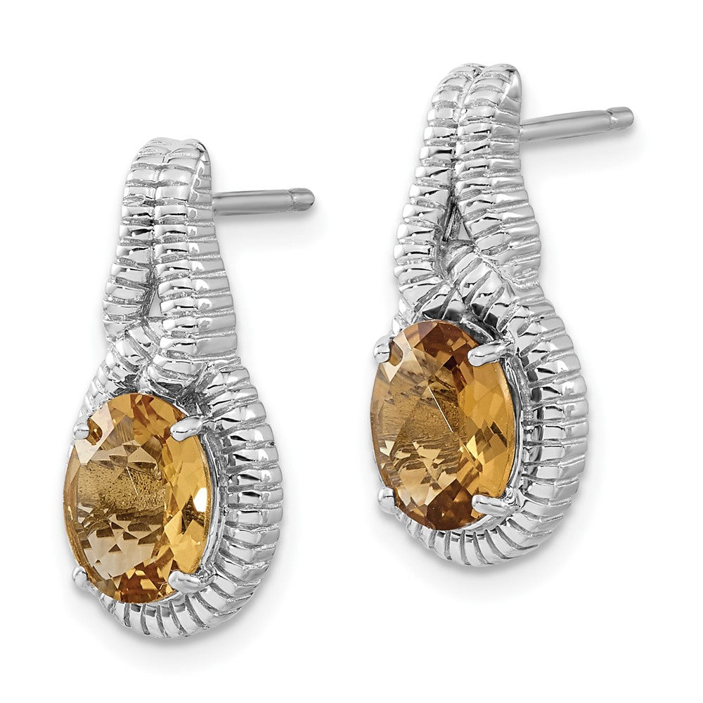 Sterlingsilber Poliert Oval Whiskey Quarz Stecker Ohrhänger