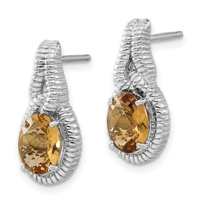 Sterlingsilber Poliert Oval Whiskey Quarz Stecker Ohrhänger