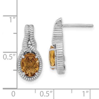 Sterlingsilber Poliert Oval Whiskey Quarz Stecker Ohrhänger