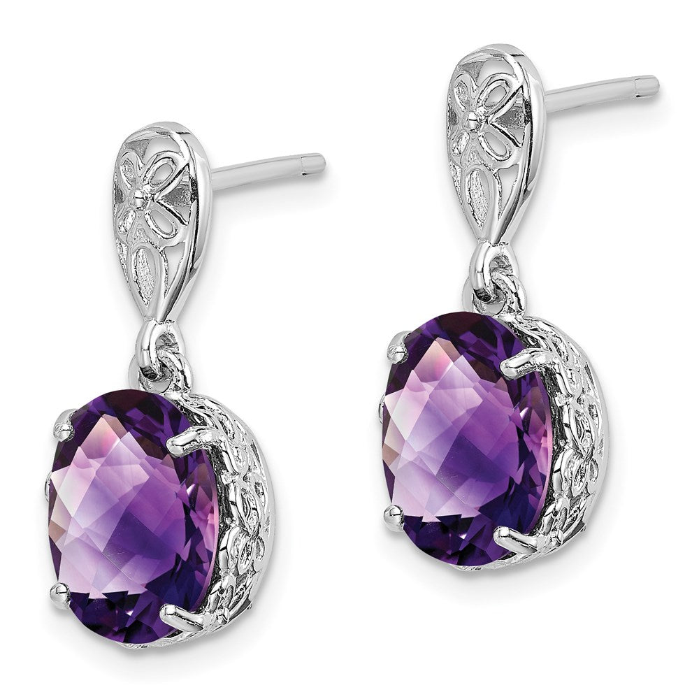 Sterlingsilber Rhodiniert Amethyst Ohrringe