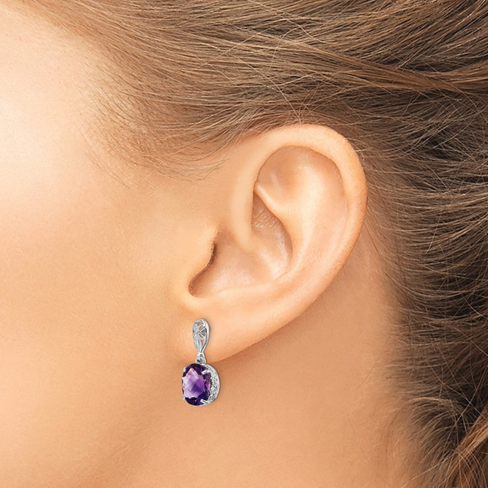 Sterlingsilber Rhodiniert Amethyst Ohrringe