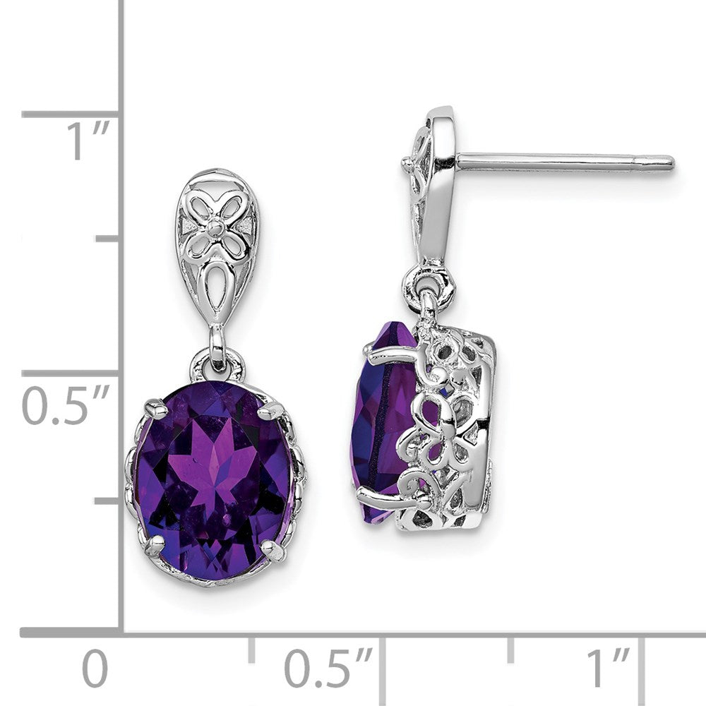Sterlingsilber Rhodiniert Amethyst Ohrringe