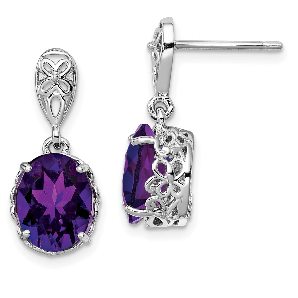 Sterlingsilber Rhodiniert Amethyst Ohrringe